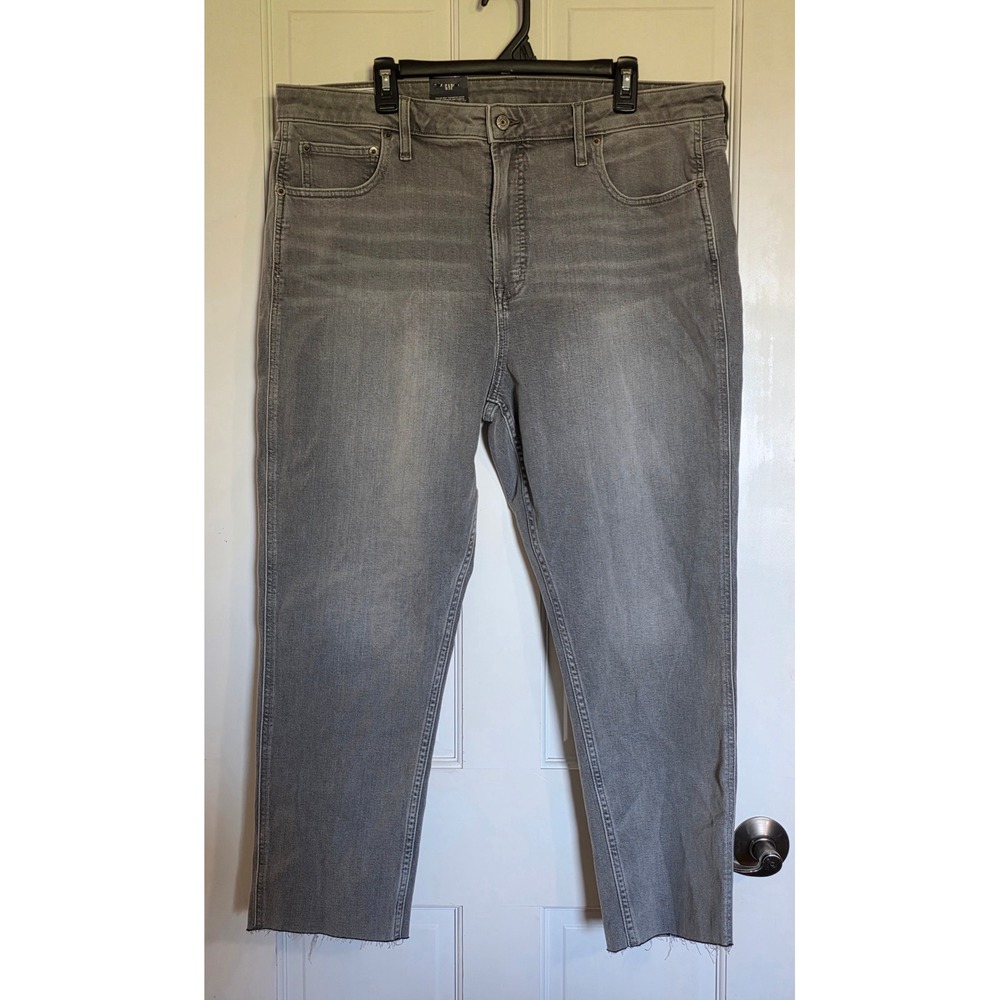 Gap Vintage Slim Sky High Jeans Gray Raw Hem Stretch Denim Size 35 20R NWT